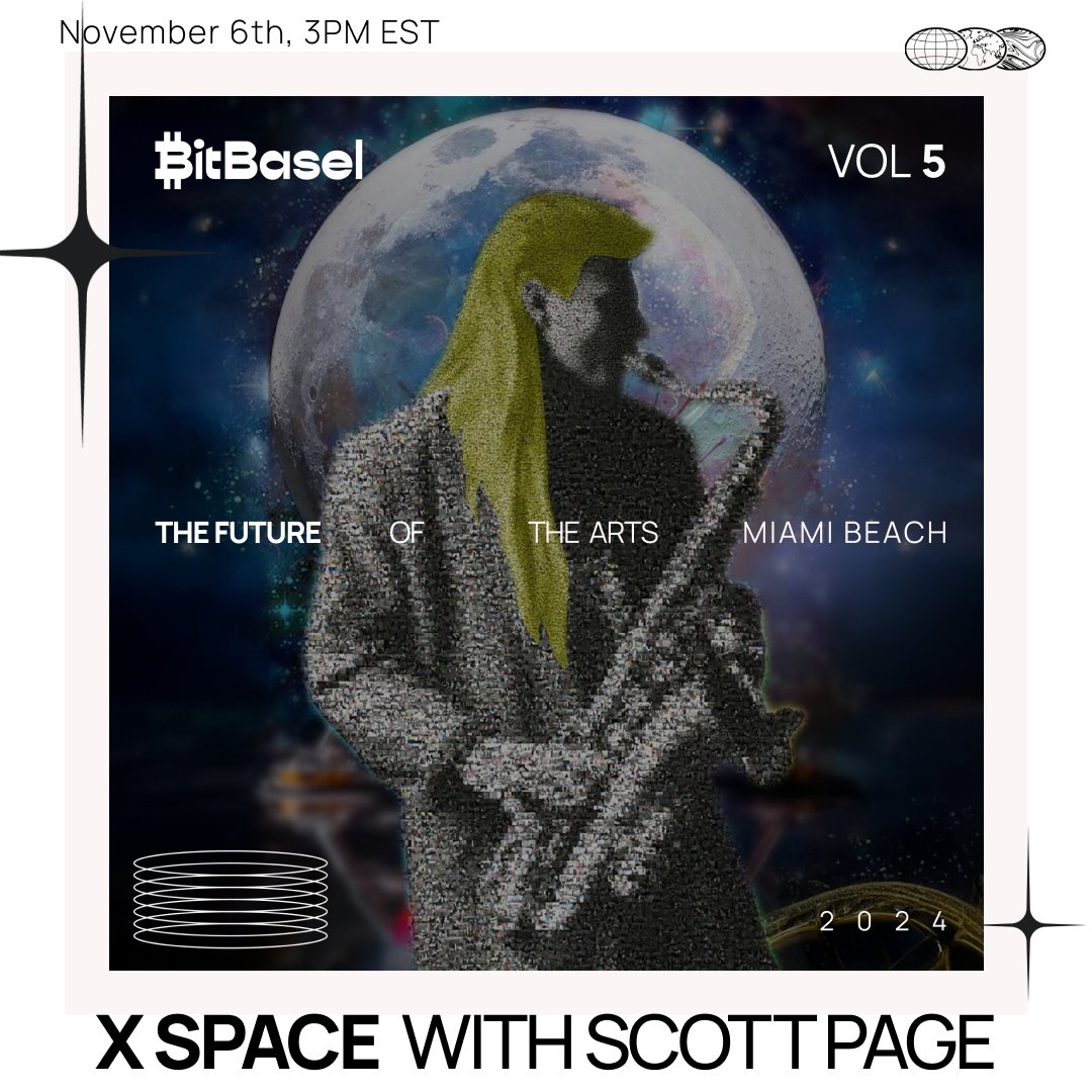 BitBasel (@bitbaselart) on Twitter photo 🎙️ Join us for an engaging Space discussion with <a href="/iamscottpage/">Scott Page</a>, featuring a BitBasel Opening Day ticket giveaway!
Scott is a renowned musician, technologist, and entrepreneur known for his iconic saxophone and guitar work with <a href="/pinkfloyd/">Pink Floyd</a>, alongside the <a href="/MooonParty/">MOOON.PARTY</a> team!
We'll 🎙️ Join us for an engaging Space discussion with <a href="/iamscottpage/">Scott Page</a>, featuring a BitBasel Opening Day ticket giveaway!
Scott is a renowned musician, technologist, and entrepreneur known for his iconic saxophone and guitar work with <a href="/pinkfloyd/">Pink Floyd</a>, alongside the <a href="/MooonParty/">MOOON.PARTY</a> team!
We'll