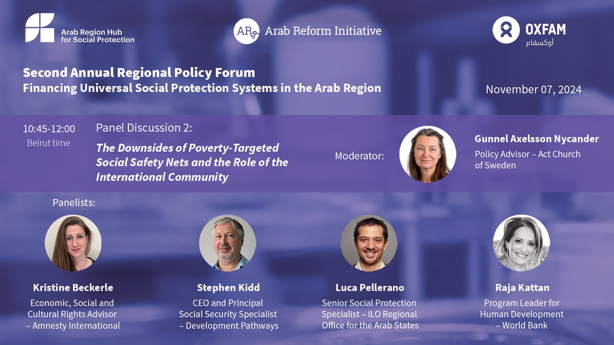 ISSPF MENA (@isspf_mena) on Twitter photo 📢 Join us Nov 7th as <a href="/DevPathways/">Development Pathways</a>' <a href="/JustKIDDing_DP/">Stephen Kidd</a> Kidd joins <a href="/ArabReform_ARI/">Arab Reform Initiative / مبادرة الإصلاح العربي</a>'s Regional Policy Forum to explore how universal social protection is financially feasible in Arab states!
🕑 8:45-10 AM GMT
Register: us02web.zoom.us/webinar/regist…
#SocialProtection #MENA 📢 Join us Nov 7th as <a href="/DevPathways/">Development Pathways</a>' <a href="/JustKIDDing_DP/">Stephen Kidd</a> Kidd joins <a href="/ArabReform_ARI/">Arab Reform Initiative / مبادرة الإصلاح العربي</a>'s Regional Policy Forum to explore how universal social protection is financially feasible in Arab states!
🕑 8:45-10 AM GMT
Register: us02web.zoom.us/webinar/regist…
#SocialProtection #MENA