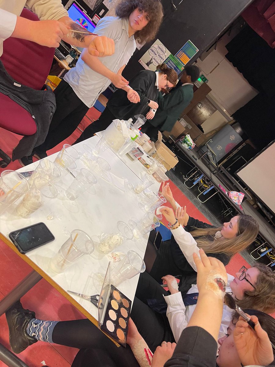 Higher Drama having fun today creating make up wounds. 
* no pupils were hurt in the creation of these photos 😂
#drama #theatre #stagemakeup