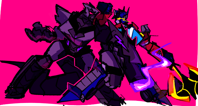 rottingsoup's tweet photo. optimus and megatron thumbnail sketch thingy https://t.co/mB6PUEsT2n