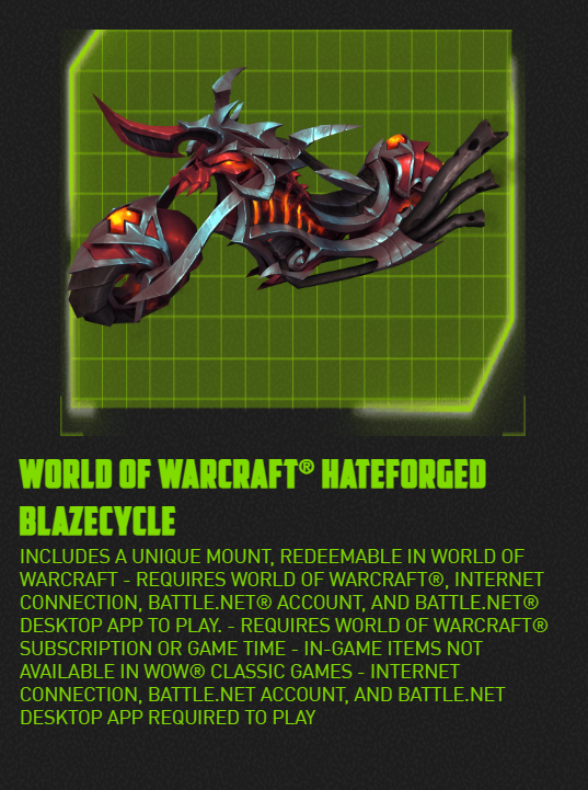 Would you like a Hateforged Blazecycle mount in World of Warcraft? Here’s a chance at one!  I'll be giving one away on the 25th.  US and EU only.

Simple rules: 

 ✅ Follow  
 ✅ Like
 ✅ Retweet
 ✅ Comment: What achievement are you most proud of?