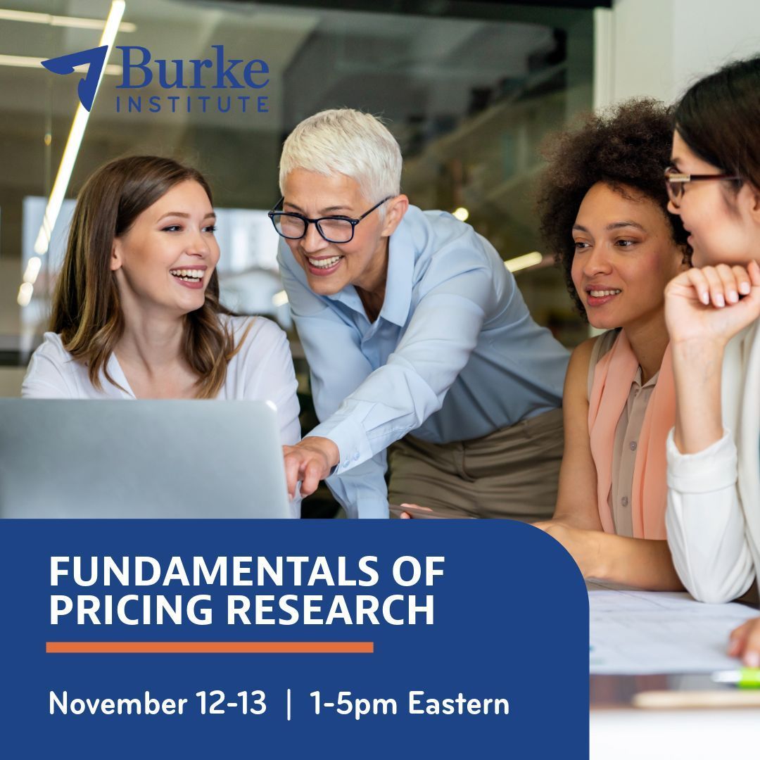 Join us next week to learn how different #PricingStrategy impacts customers’ purchase decisions, and which analytical tools can be used in setting prices for products and services! 

Explore the course outline, and register today! buff.ly/468HA5a 

#BurkeInstitute #MRX