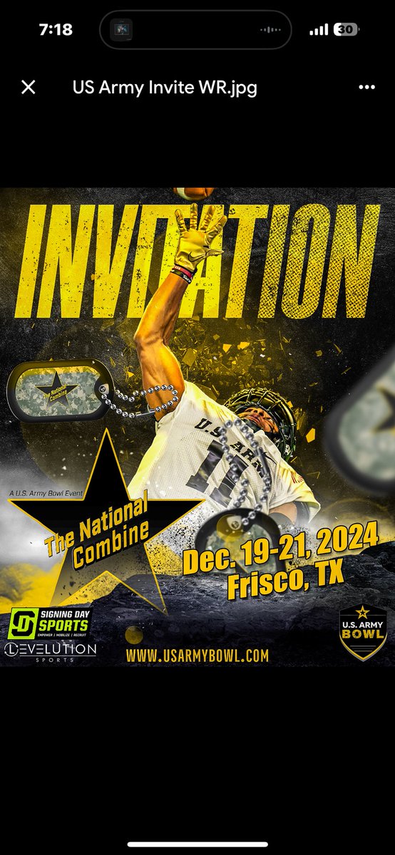 Kingston Griffiths (@kingston9153) on Twitter photo Proud to of received my Official invitation to the #TheNationalCombine #TNC at the <a href="/USArmyBowl/">Military Appreciation Bowl Week</a> Thank you <a href="/GregCooperNJ/">Greg Cooper</a>. Proud to of received my Official invitation to the #TheNationalCombine #TNC at the <a href="/USArmyBowl/">Military Appreciation Bowl Week</a> Thank you <a href="/GregCooperNJ/">Greg Cooper</a>.