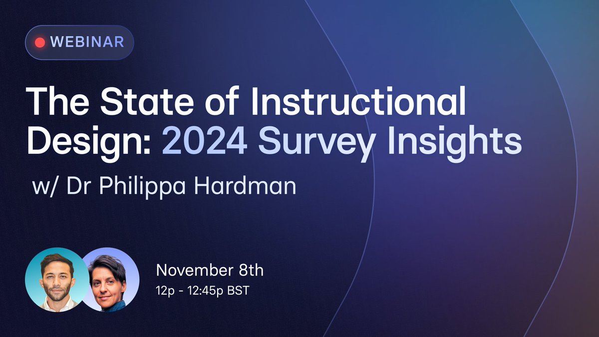 synthesiaIO's tweet image. What’s really on the minds of instructional designers this year? 👀

Join us for insights from over 400 pros — with some surprising discoveries along the way! 💡

Register here 👉 synthesia-io.zoom.us/webinar/regist…

#instructionaldesign #learningandevelopment #ai