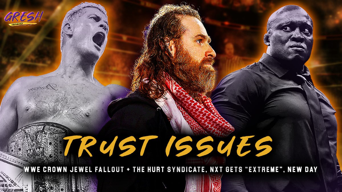GreshUnleashed's tweet photo. Don't Miss A New Episode of the #GreshUnleashed Podcast TONIGHT at 9PM EST w/@ItsGresh and @HiLiteLife at the helm!  

- #WWECrownJewel Fallout 
- The Bloodline/WarGames 
- The Hurt Syndicate in AEW
- New Day, Goldberg and more!

🔴https://t.co/CfXu0d5MOO https://t.co/6ahMtlD7xs