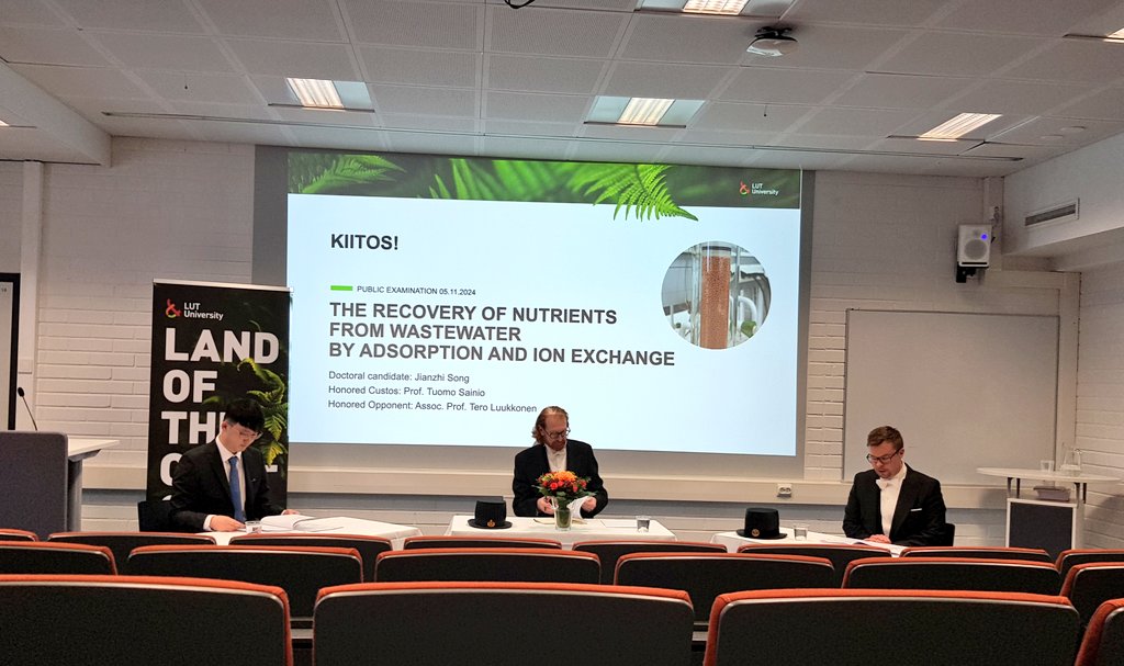 Jianzhi Song defended his dissertation on #nutrient #recovery <a href="/UniLUT/">LUT University 🚀</a> in #Mikkeli. It was a pleasure to follow the discussion between two experts in the field. Well done! 💐