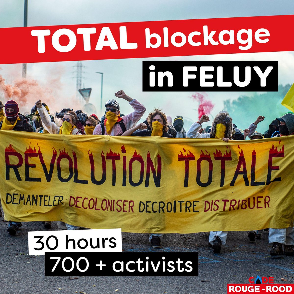 coderoodrouge's tweet image. With 700 activists, we blocked TotalEnergies Petrochemicals in Feluy for 30 hours. ❤️‍🔥❤️‍🔥TotalEnergies is not only a global climate criminal, it is also causing long-term health problems for local people and the environment.