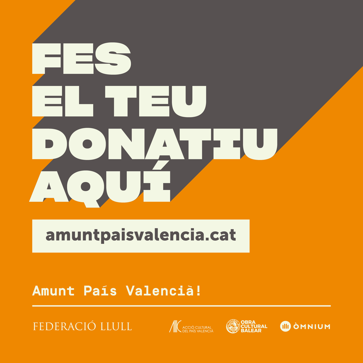Òmnium Cultural (@omnium) on Twitter photo Amunt País Valencià!
Òmnium Cultural, <a href="/AccioCulturalPV/">Acció Cultural del País Valencià</a> i <a href="/ocbcat/">Obra Cultural Balear</a> engeguem una campanya de suport per reconstruir espais culturals i educatius vinculats amb la llengua i la cultura al País Valencià.
Col·labora-hi: amuntpaisvalencia.cat Amunt País Valencià!
Òmnium Cultural, <a href="/AccioCulturalPV/">Acció Cultural del País Valencià</a> i <a href="/ocbcat/">Obra Cultural Balear</a> engeguem una campanya de suport per reconstruir espais culturals i educatius vinculats amb la llengua i la cultura al País Valencià.
Col·labora-hi: amuntpaisvalencia.cat