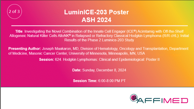 Radzikowski's tweet photo. $AFMD #Affimed #ASH2024 #Hematology #Oncology #ImmunoOncology #Leukemia #Lymphoma #CancerResearch #ClinicalTrials #InnateImmunity #AFMD https://t.co/psInWynBpZ