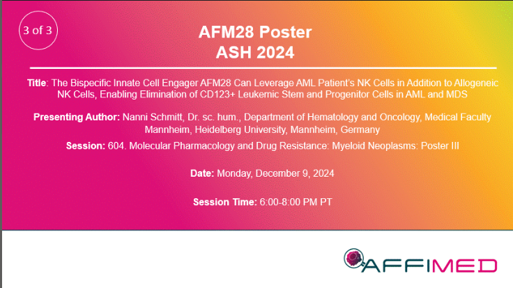 Radzikowski's tweet photo. $AFMD #Affimed #ASH2024 #Hematology #Oncology #ImmunoOncology #Leukemia #Lymphoma #CancerResearch #ClinicalTrials #InnateImmunity #AFMD https://t.co/psInWynBpZ
