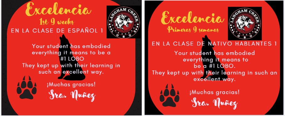 Sending good notes to parents is one of my favorite things to do as a teacher. Gracias <a href="/MichaelleCFISD/">Michaelle Aguilar</a>  for the great idea and for sharing the <a href="/canva/">Canva</a> template. #lobonation, #loboheart <a href="/langhamcreekhs/">Langham Creek High</a>, <a href="/CyFairISD/">Cypress-Fairbanks ISD</a> <a href="/CFISDLOTE/">CFISD LOTE</a> ♥️🖤🐺💯