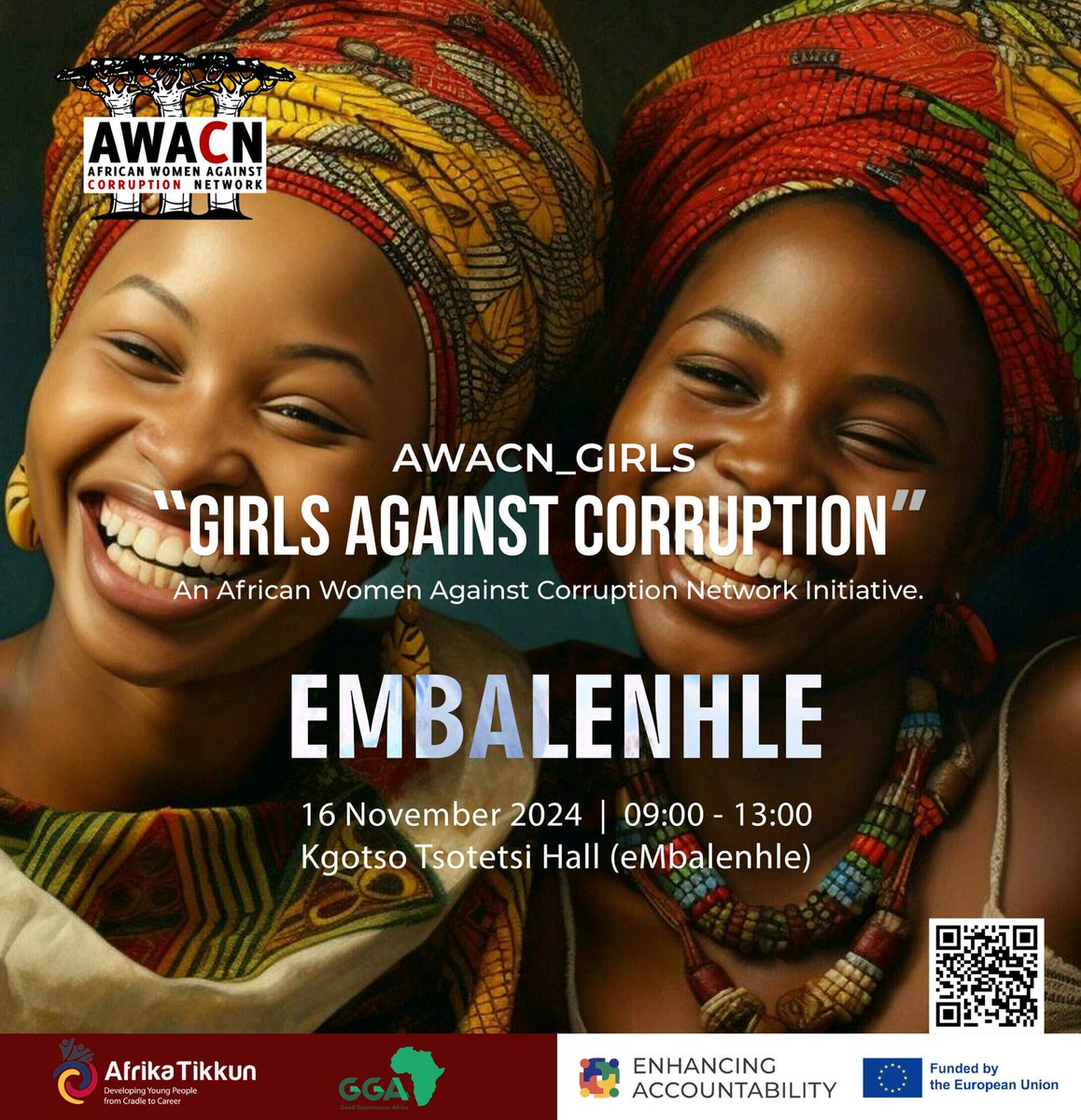 awacn_africa's tweet photo. From #Soweto to #eMbalenhle #AWACN is calling on girls and young women to explore how WE can stand against #corruption, in our generation 🙌🏾 if you are between the ages of 16-24 years old, and have a passion for gender-based activism then look no further, this is the initiative you have been waiting for. Through interactive roleplay and panel conversations with peers, you will learn what corruption looks like from a #gendered lens.
➡️ Scan the QR code to register
➡️ DM #AWACN for further details