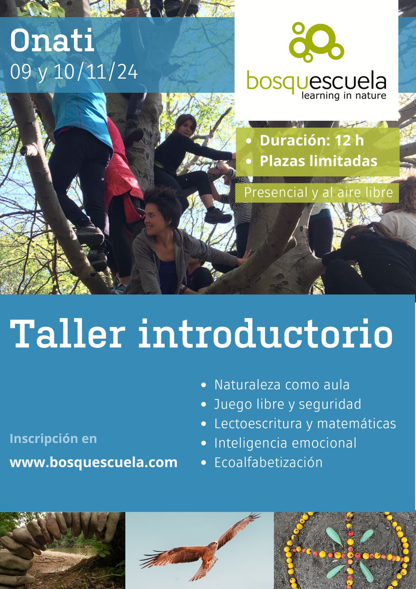 Bosquescuela vuele a Euskadi este fin de semana con una formación de nivel 1 en plena naturaleza.