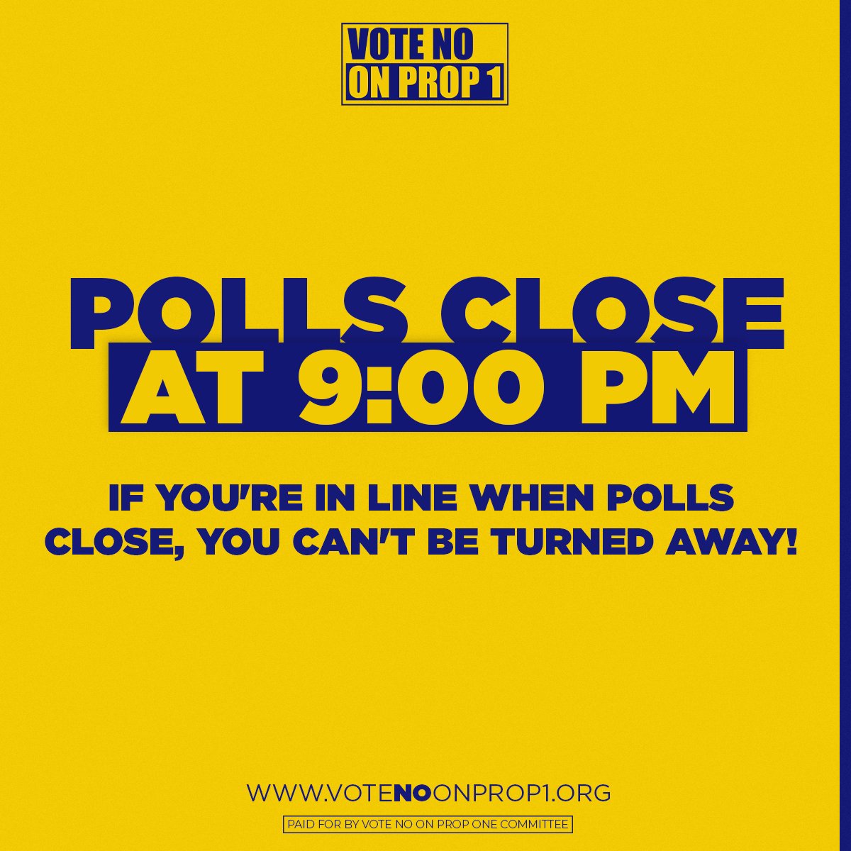 GO VOTE!

Polls are still open - find time on your lunch break if you have plans tonight and can't make it later.

VOTE NO ON PROP ONE!