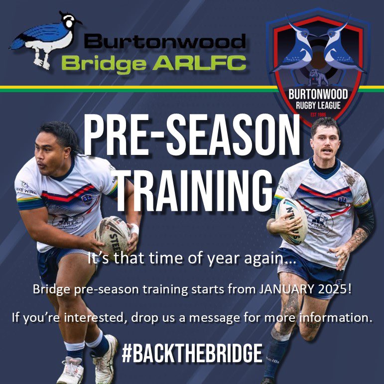 BwoodBridgeRFL's tweet image. 📢Pre-season Announcment📢

We’re back for 2025 and we’re recruiting! 

✉️DM our socials to get involved and for further info! 
#BackTheBridge  #backfor2025