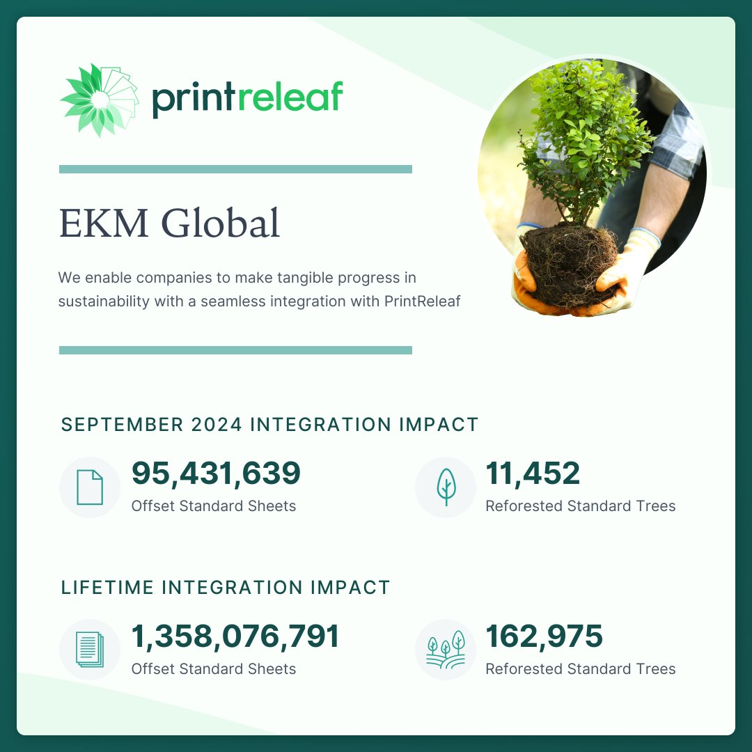 EKM is committed to sustainability and proudly offers its customers a built-in sustainability solution via its integration with PrintReleaf 🌲 🌎

⭐ Join us on our sustainability journey  info.printreleaf.com/integrate-ekm ⭐