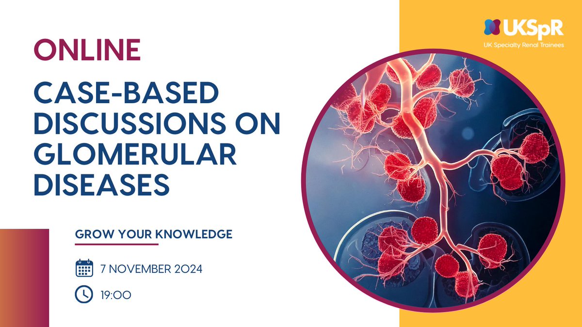 The UK Kidney Association (@ukkidney) on Twitter photo Enhance your training with this week's <a href="/RenalSpRClub/">Renal SpR Club</a> webinar!
<a href="/IgAN_JBarratt/">Jonathan Barratt</a> leads a 60-minute case-based session on managing glomerular diseases + discussion on training-related topics: concerns, updates & issues.
📅 7 Nov | 19:00
🔗 Register now: us06web.zoom.us/webinar/regist… Enhance your training with this week's <a href="/RenalSpRClub/">Renal SpR Club</a> webinar!
<a href="/IgAN_JBarratt/">Jonathan Barratt</a> leads a 60-minute case-based session on managing glomerular diseases + discussion on training-related topics: concerns, updates & issues.
📅 7 Nov | 19:00
🔗 Register now: us06web.zoom.us/webinar/regist…