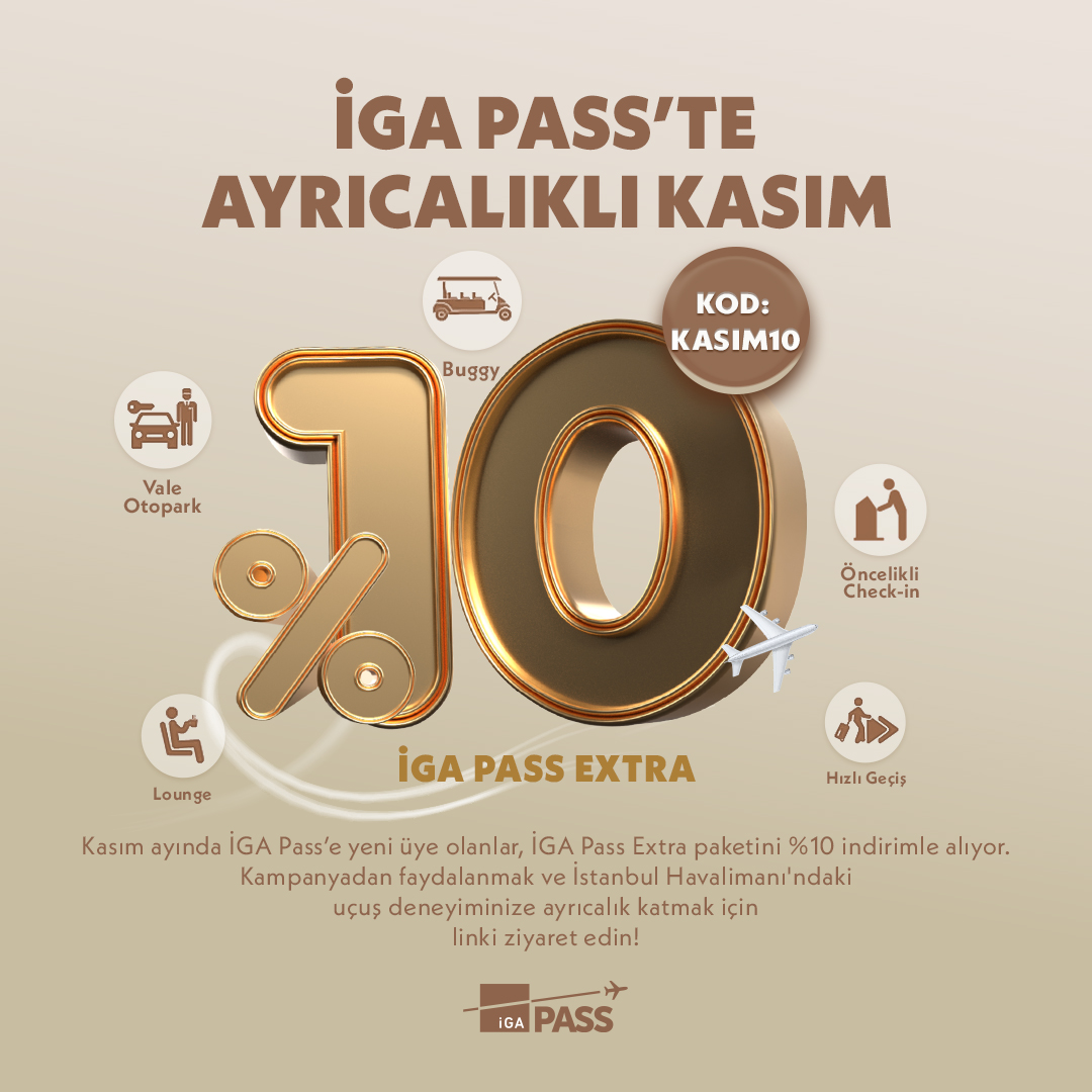 igairport's tweet photo. Seyahat etmek mükemmel bir şey değil mi? Ayrıcalıklı seyahat etmek ise daha da mükemmel! 

1-30 Kasım tarihleri arasında, İstanbul Havalimanı’nda seyahatlerinizi daha konforlu hale getirecek İGA Pass yıllık paketlerimizde indirimler sizleri bekliyor. Üstelik her paket için özel indirim kodları ile!

•İGA Pass Plus yıllık pakette %5 indirim için KASIM5,
•İGA Pass Extra yıllık pakette %10 indirim için KASIM10,
•İGA Pass Premium yıllık pakette %15 indirim için KASIM15 

koduyla indirimlerden yararlanabilirsiniz!

Fast Track, Buggy, Lounge ve birbirinden konforlu İGA Pass hizmetlerinin ayrıcalıklardan yararlanmak ve hemen satın almak için aşağıdaki linke göz atabilirsiniz! 👇

https://t.co/2n6wNuUlv1