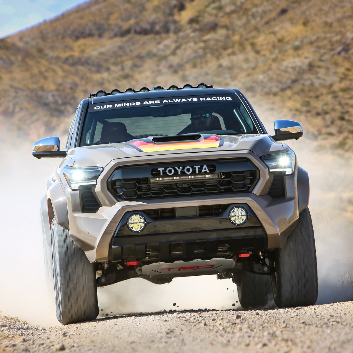 FremontToyota's tweet photo. The #84 #TacomaTRD ProRunner Race Concept brings heat to #SEMA2024! Blending heritage and innovation like never before! Celebrating Toyota's partnership with Jimmie Johnson, this race-ready beast embodies the thrill of off-road racing and the iconic Tacoma spirit. https://t.co/98cu1NkcGI