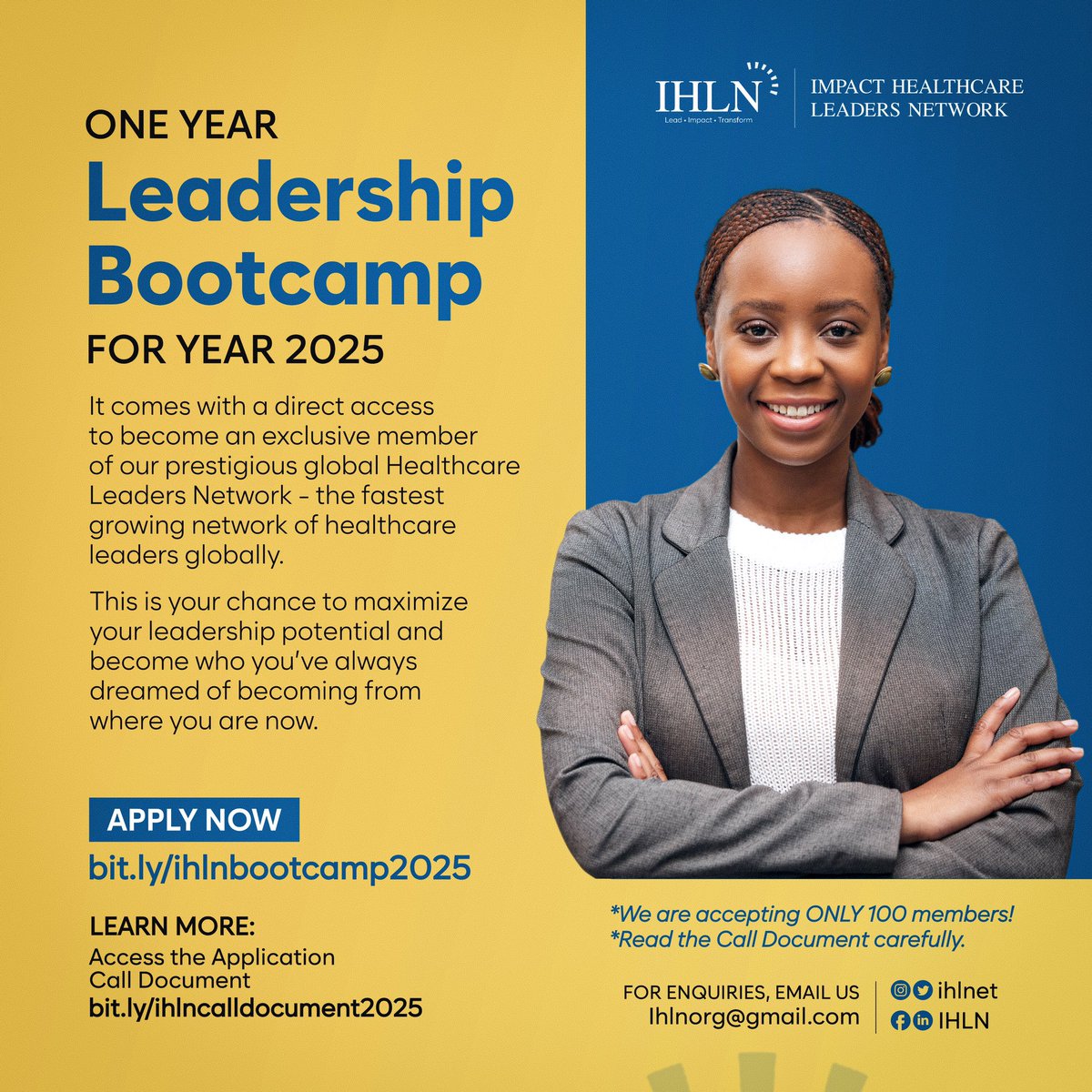 ihlnet's tweet photo. Transform Your Leadership Capacity with the Impact Healthcare Leaders Network (IHLN)

IHLN Presents: 2025 Leadership Bootcamp

#healthcareleadership
#leadership
#impactleadership
#impacteaders
#impact
#healthcare
#healthcareheroes
#LeadImpactTransform
#IHLN https://t.co/fTbC1oIyFQ