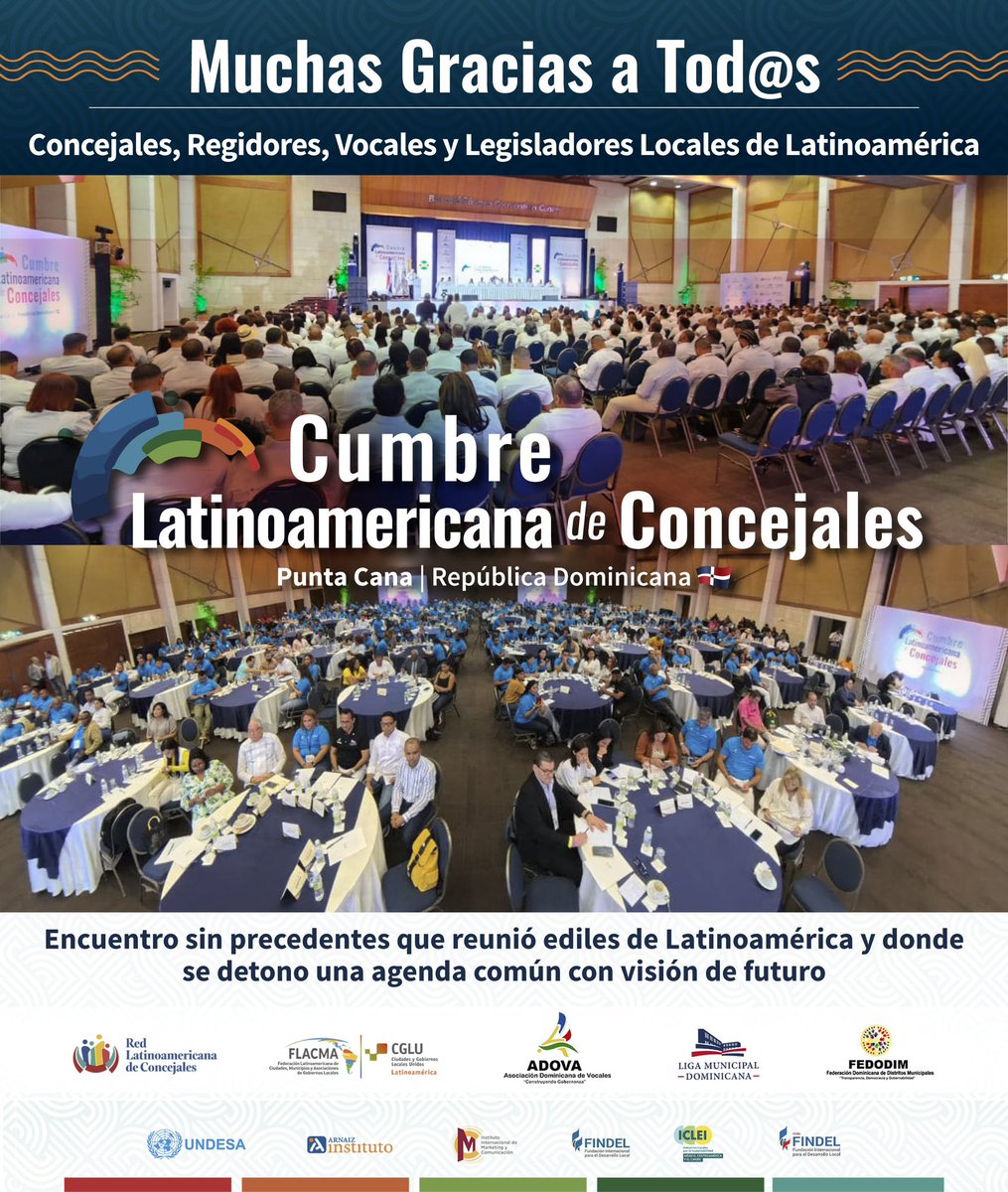 Hemos concluido la 1a #CumbreConcejales en la historia de Latinoamérica que reunió a líderes de ciudades, conferencistas, expertos, académicos y redes

Diálogo sobre futuro de órganos de gobierno de nuestras ciudades • gran éxito y encuentro sin precedente

¡ Gracias a Todos !