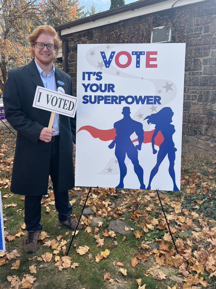 Election Day in Doylestown! Long lines this morning but slowing down a bit now. Touting the polling places so stop by and say hi. Oh and vote!