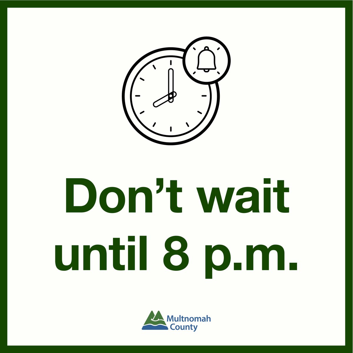 🕗Don’t wait for 8! There’s still plenty of time to return your ballot — and return it as early as possible — even though it’s Election Day. Beat the rush at tonight’s 8 p.m. deadline and drop your ballot off early at any of our 30 official drop sites: multco.us/dropsites