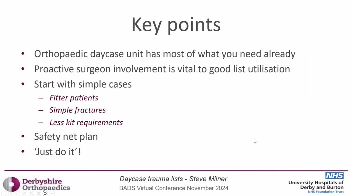 Mr Steve Milner shares how he has successfully set up #daycase trauma lists in a a day case centre <a href="/britdaysurgery/">BADS</a> <a href="/HCUK_Clare/">HCUK Clare 💙</a> #BADSFootandAnkle