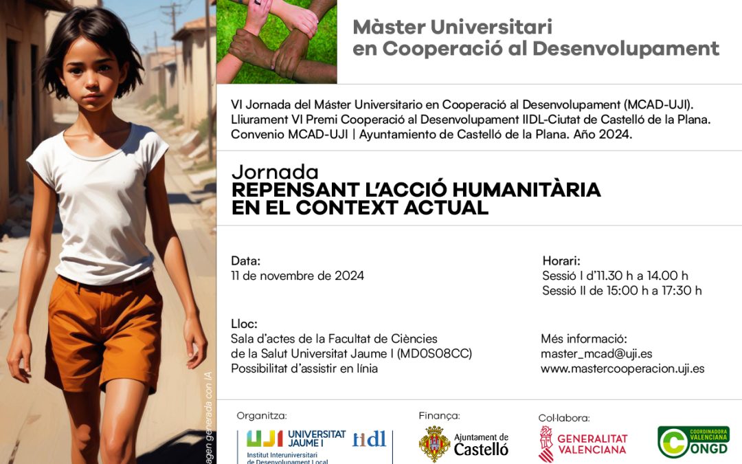 REEDES (@inforeedes) on Twitter photo VI Jornada del Máster Universitario en Cooperación al Desarrollo (#MCAD-#UJI) | #Repensar la #acción #humanitaria en el contexto actual
En Castelló (Facultad de Salud de la UJI), el 11 de noviembre (a partir de las 11:30h. CET)
Organiza: <a href="/iidl_es/">IIDL - UJI</a>, #UJI
acortar.link/dkEIfW VI Jornada del Máster Universitario en Cooperación al Desarrollo (#MCAD-#UJI) | #Repensar la #acción #humanitaria en el contexto actual
En Castelló (Facultad de Salud de la UJI), el 11 de noviembre (a partir de las 11:30h. CET)
Organiza: <a href="/iidl_es/">IIDL - UJI</a>, #UJI
acortar.link/dkEIfW