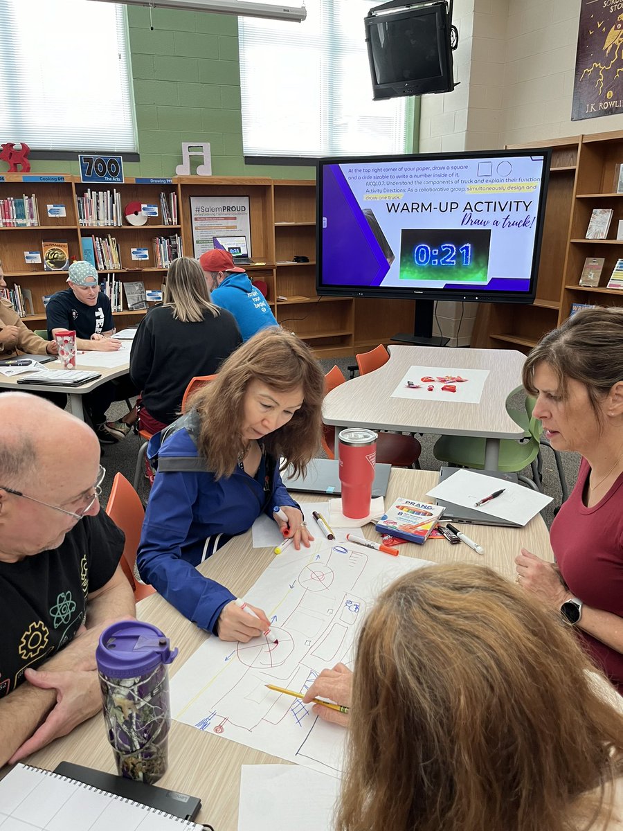 MsLaurenHaynie's tweet photo. Our @SalemMSWake staff had a great morning of learning as we continued to build our capacities around learning targets. Our opening ‘Draw a Truck” activity paved the way to a great discussion about the components of learning targets &amp; why teacher clarity is important. #SalemProud https://t.co/EvPEeGGgoK