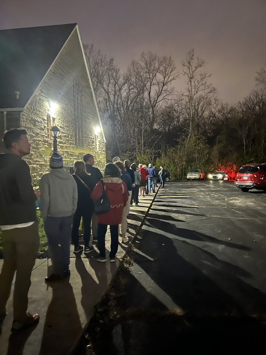 kaylamye's tweet photo. @nkellyIN Line wrapped around the building at Crooked Creek Baptist right when the polls opened! https://t.co/XXB56o6YiN