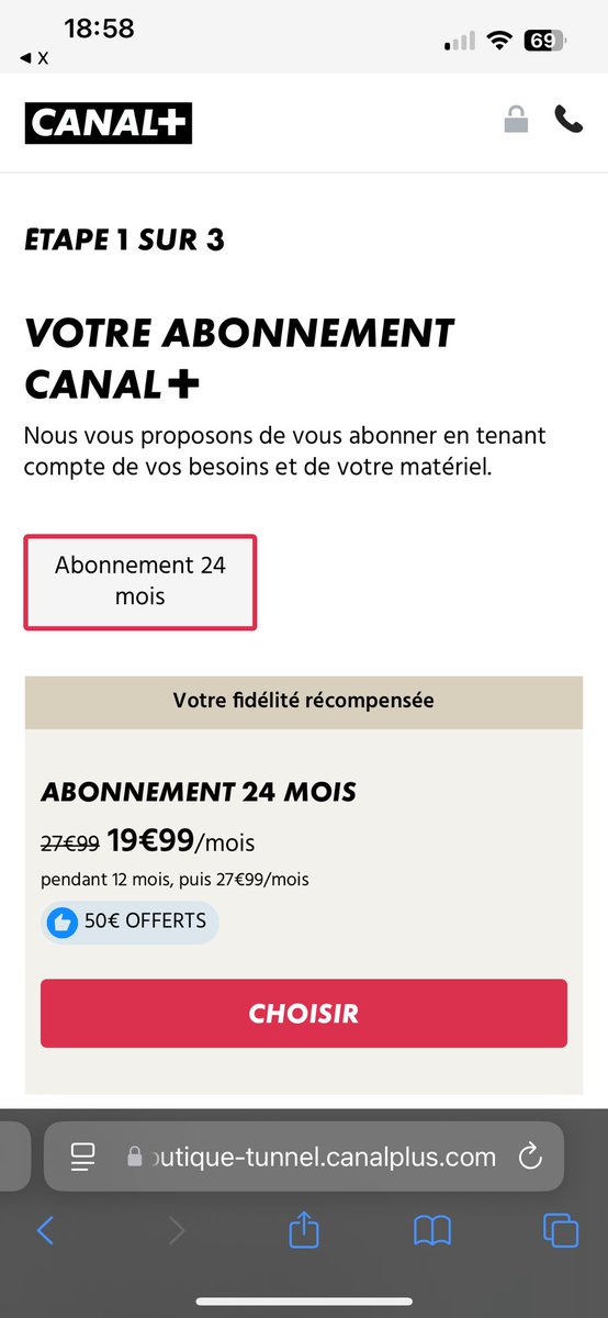 nahkd's tweet photo. @InfoAbonneCanal En cliquant sur le lien que j’ai partagé, cela amène vers la page partenaires avec l’offre. En cliquant sur « Sélectionner », cela ouvre la page d’abonnement avec une autre offre à 19,99€. Et cela avec plusieurs navigateurs. https://t.co/zeh3RbHz48
