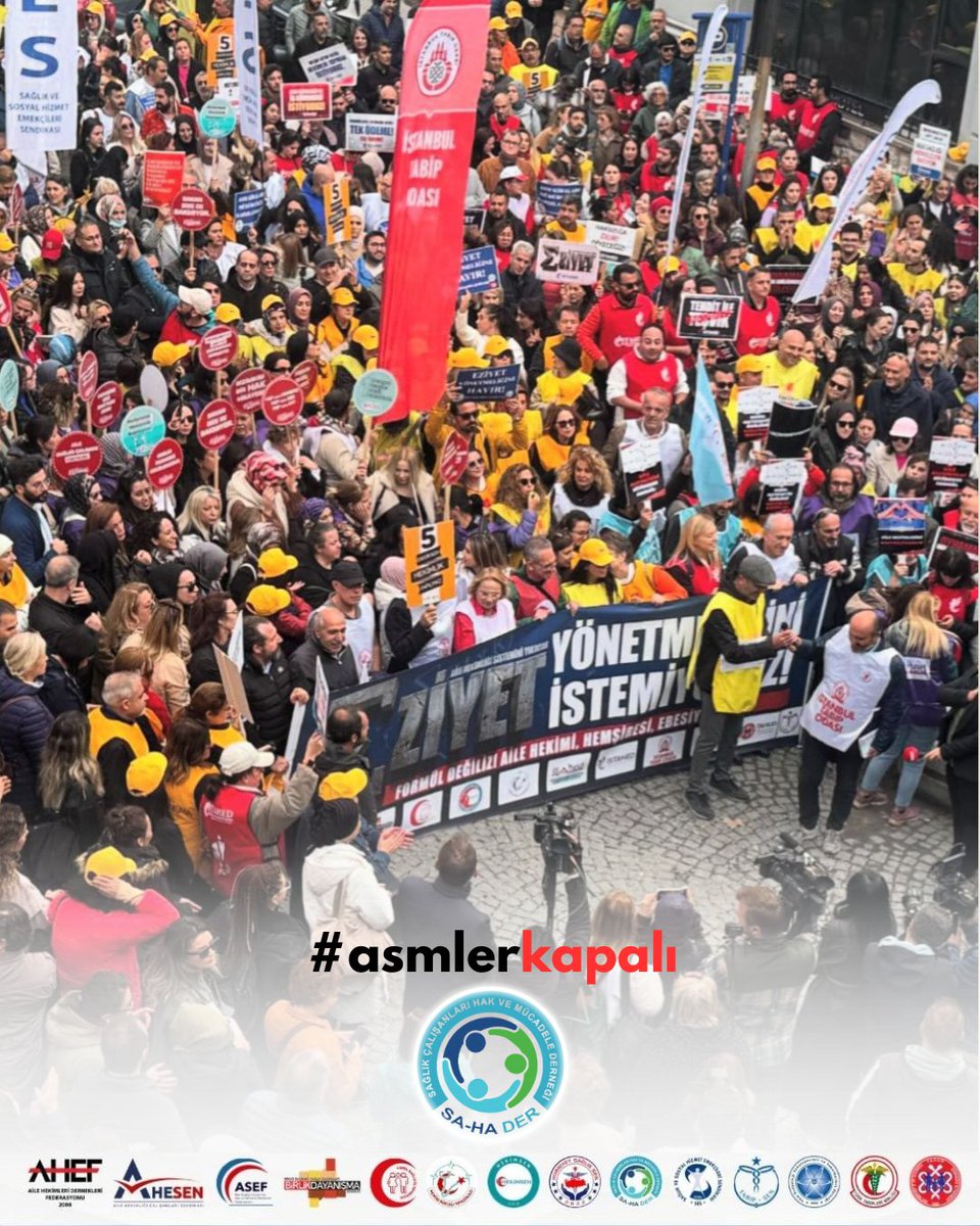 Bugün #asmlerkapalı
Bir çok renk bir arada meydanda, yönetmelik zulmüne karşı biriz beraberiz.
Çeşitli formüllerle emeğimizi yok ettiğiniz, Madde madde mobbing uyguladığınız yönetmeliği kabul etmeyeceğiz.
İş bırakmanın ilk gününde mesajımızı meydandan verdik.
Yarın daha kalabalık