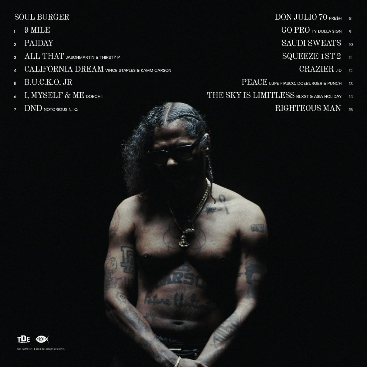 Genius's tweet image. #absoul announces his album 'soul burger' will drop this friday 11/8 🔥 the album contains features form ty dolla $ign, doechii, jid, and more 👀