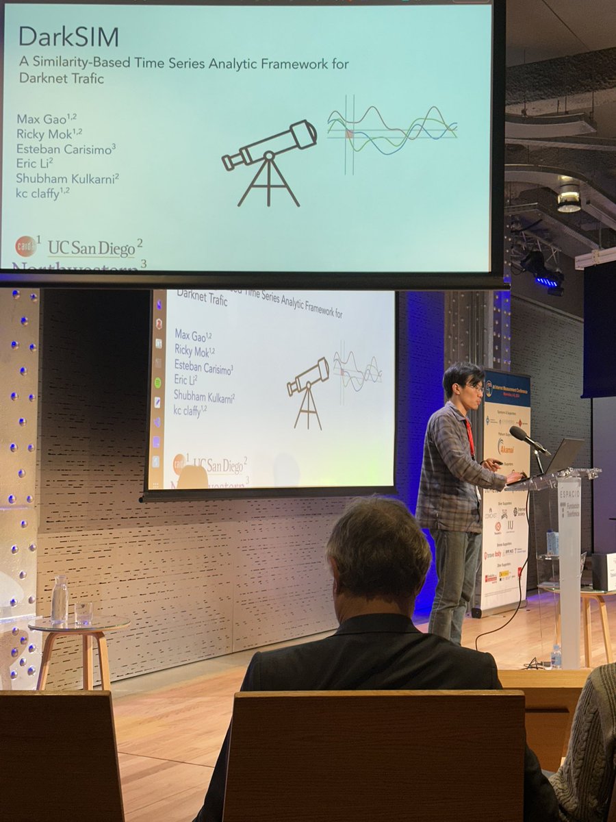 This afternoon, Max Gao delivered an outstanding presentation at @ACM_IMC_2024 on our DarkSim framework, which utilizes Dynamic Time Warping to identify scanning signatures in darknet traffic 🎉✨