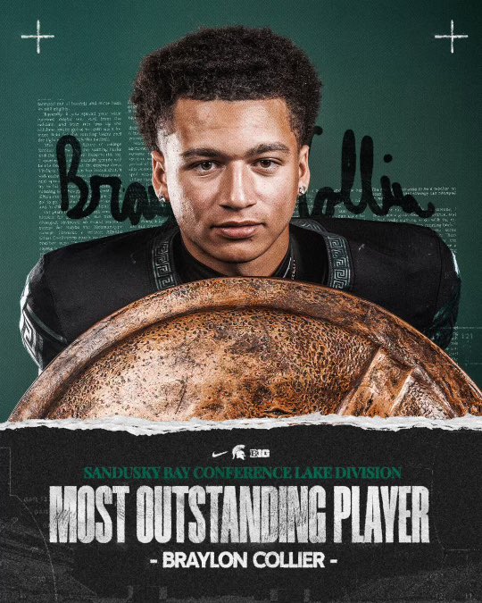 Braylon Collier ๐ (@brayloncollier1) on Twitter photo Blessed to be named Conference Player of the Year โผ๏ธ
We not done yet๐ค๐ฝ๐ฏ <a href="/FootballPerkins/">Perkins Pirates Football</a> <a href="/MSU_Football/">Michigan State Football</a> <a href="/MSUFBRecruiting/">Spartan Recruiting</a> <a href="/Coach_Santoro/">Jalen</a> <a href="/_CoachStamm/">Trent Stamm</a> <a href="/CoachHawk_5/">Courtney Hawkins</a> <a href="/coachdost/">David Doster</a> <a href="/engelhart_evan/">Evan Engelhart</a> <a href="/CoachWentz_/">Sam Wentz</a> Blessed to be named Conference Player of the Year โผ๏ธ
We not done yet๐ค๐ฝ๐ฏ <a href="/FootballPerkins/">Perkins Pirates Football</a> <a href="/MSU_Football/">Michigan State Football</a> <a href="/MSUFBRecruiting/">Spartan Recruiting</a> <a href="/Coach_Santoro/">Jalen</a> <a href="/_CoachStamm/">Trent Stamm</a> <a href="/CoachHawk_5/">Courtney Hawkins</a> <a href="/coachdost/">David Doster</a> <a href="/engelhart_evan/">Evan Engelhart</a> <a href="/CoachWentz_/">Sam Wentz</a>