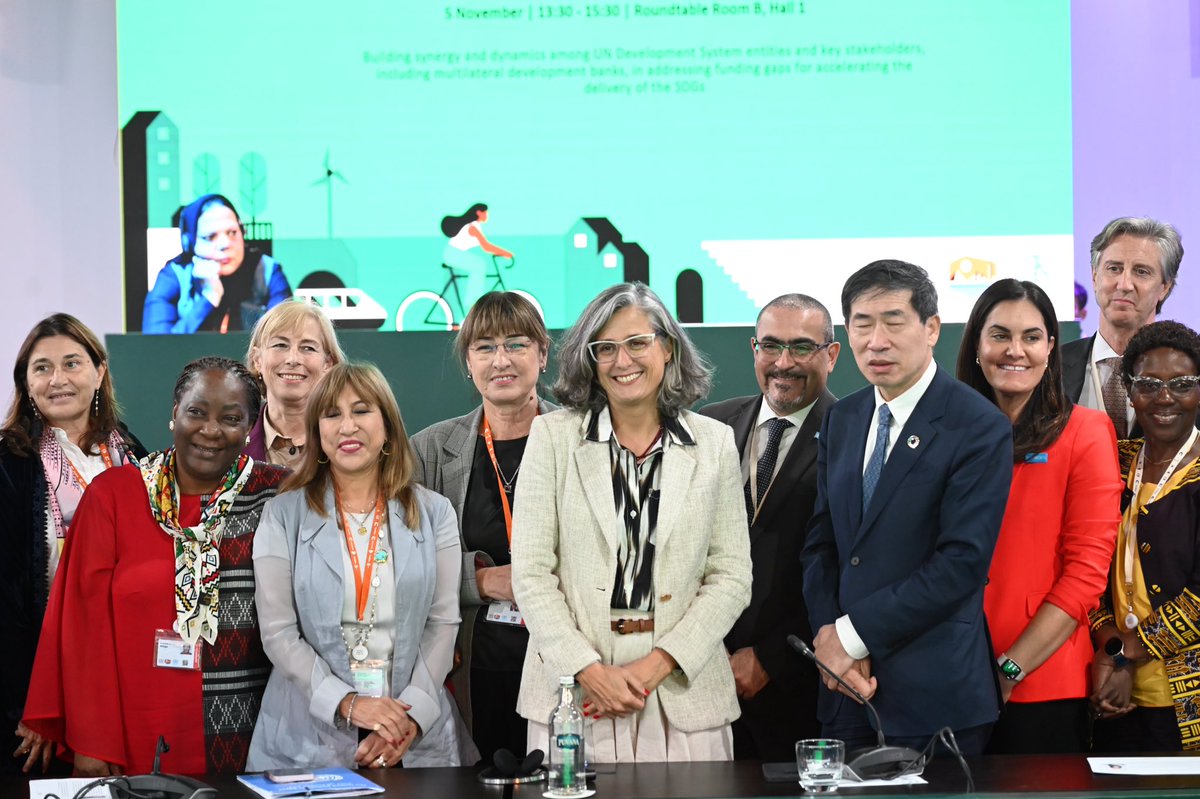 HaoliangXu's tweet photo. Honoured to address the One UN Roundtable at #WUF12 in Cairo focussed on addressing funding gaps for 📈 delivery of #SDGs.
#FfD4 outcome can make a real difference to augment the integrated local financing frameworks— to mobilizing &amp; aligning public &amp; pvt finance at local level. https://t.co/YJLtUY2K7R