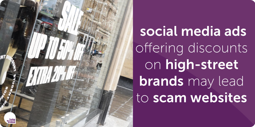 High street names are being used in scam social media ads – lots of these ads lead to copycat websites which look almost identical to the real retailer

Look out for spelling mistakes and poor-quality images - don’t waste money on fakes #TalkMoneyWeek

tsscot.co.uk/online-shoppin…