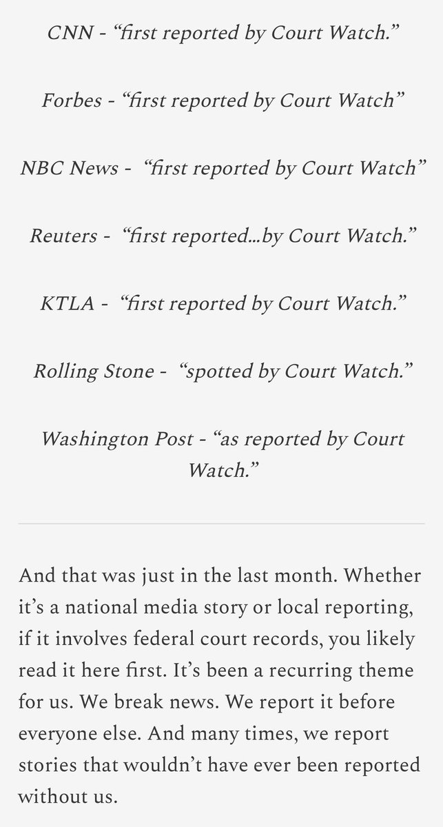 SeamusHughes's tweet image. Today, we make the case why you should support Court Watch. Here’s our deeply transparent look at what it takes to make news.
courtwatch.news/p/help-us-turn…
