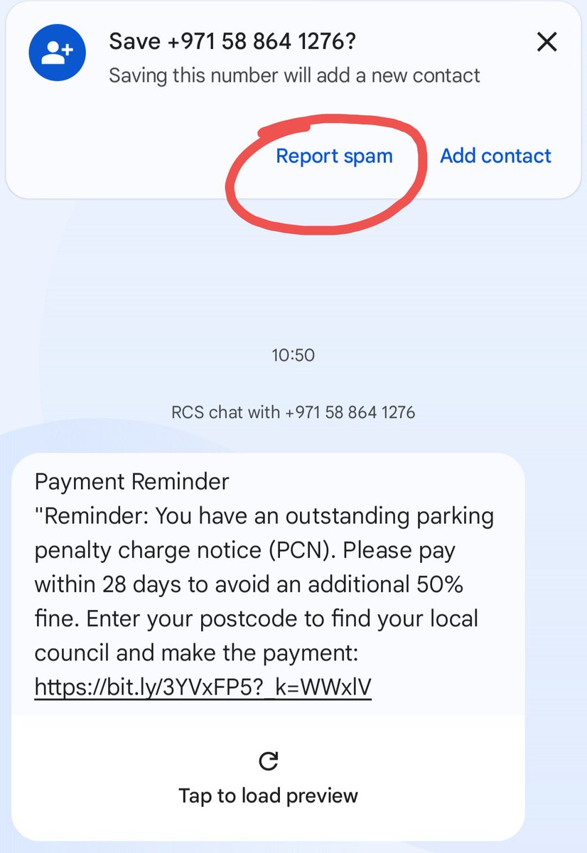 🚨Scam text alert🚨

Please do not click anything and report the text as spam.