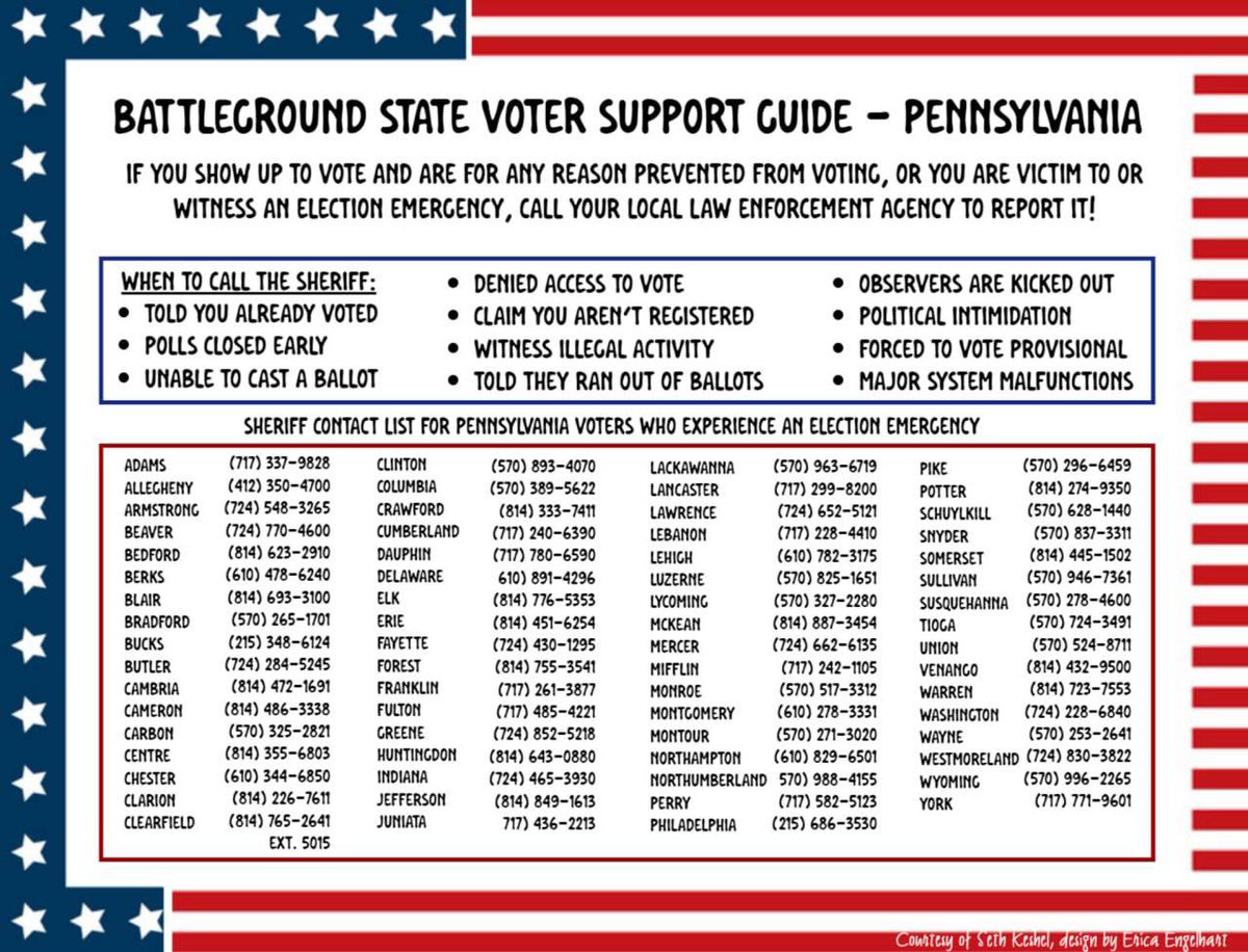 I didn’t make this for fun. If you’re in PA and your county is suppressing your vote or not operating equipment allowing you to vote, call the sheriff.