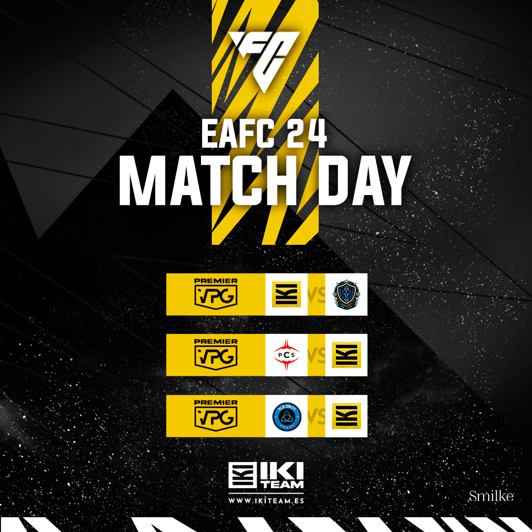 IKI Team (@ikiteam) on Twitter photo ⚽️𝐌𝐀𝐓𝐂𝐇 𝐃𝐀𝐘⚽️
🏆 <a href="/VPGEurope/">Virtual Pro Gaming | Europe</a> // Copa
🆚 Inter Esport // ⏰ 21:25h
🏆 <a href="/VPGEurope/">Virtual Pro Gaming | Europe</a> // Jornada 15
🆚 <a href="/SymphonyProClub/">LWG Symphony</a> // ⏰ 21:45h
🏆 <a href="/VPGEurope/">Virtual Pro Gaming | Europe</a> // Jornada 16
🆚 <a href="/UnityEsportsGG/">Unity FIFA</a> // ⏰ 22:15h
#TeamIKI | #WeAreIKI 💛 ⚽️𝐌𝐀𝐓𝐂𝐇 𝐃𝐀𝐘⚽️
🏆 <a href="/VPGEurope/">Virtual Pro Gaming | Europe</a> // Copa
🆚 Inter Esport // ⏰ 21:25h
🏆 <a href="/VPGEurope/">Virtual Pro Gaming | Europe</a> // Jornada 15
🆚 <a href="/SymphonyProClub/">LWG Symphony</a> // ⏰ 21:45h
🏆 <a href="/VPGEurope/">Virtual Pro Gaming | Europe</a> // Jornada 16
🆚 <a href="/UnityEsportsGG/">Unity FIFA</a> // ⏰ 22:15h
#TeamIKI | #WeAreIKI 💛