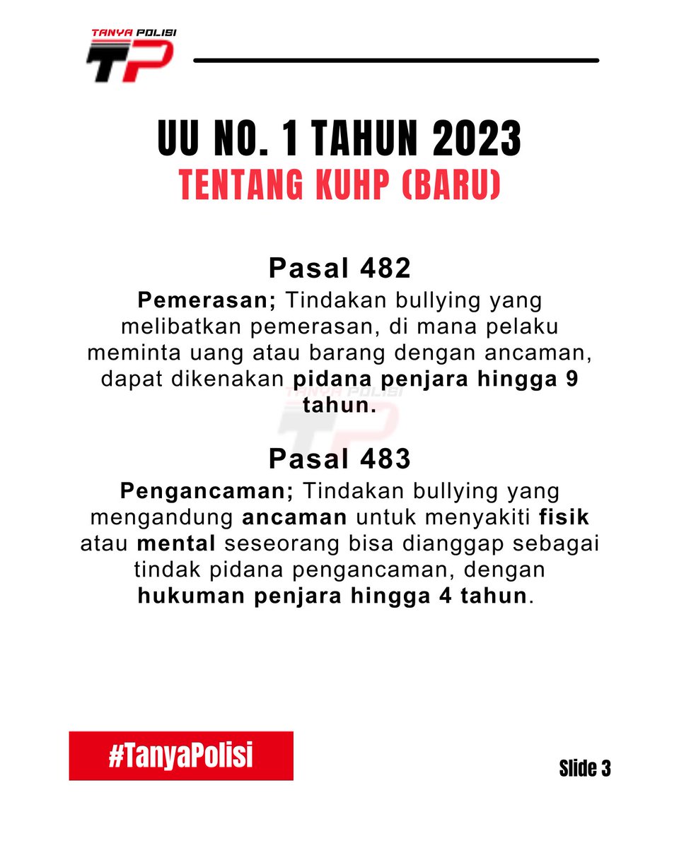 tanyapolisi's tweet photo. Part 1 - PIDANA BULLYING https://t.co/10OBpwSGDr