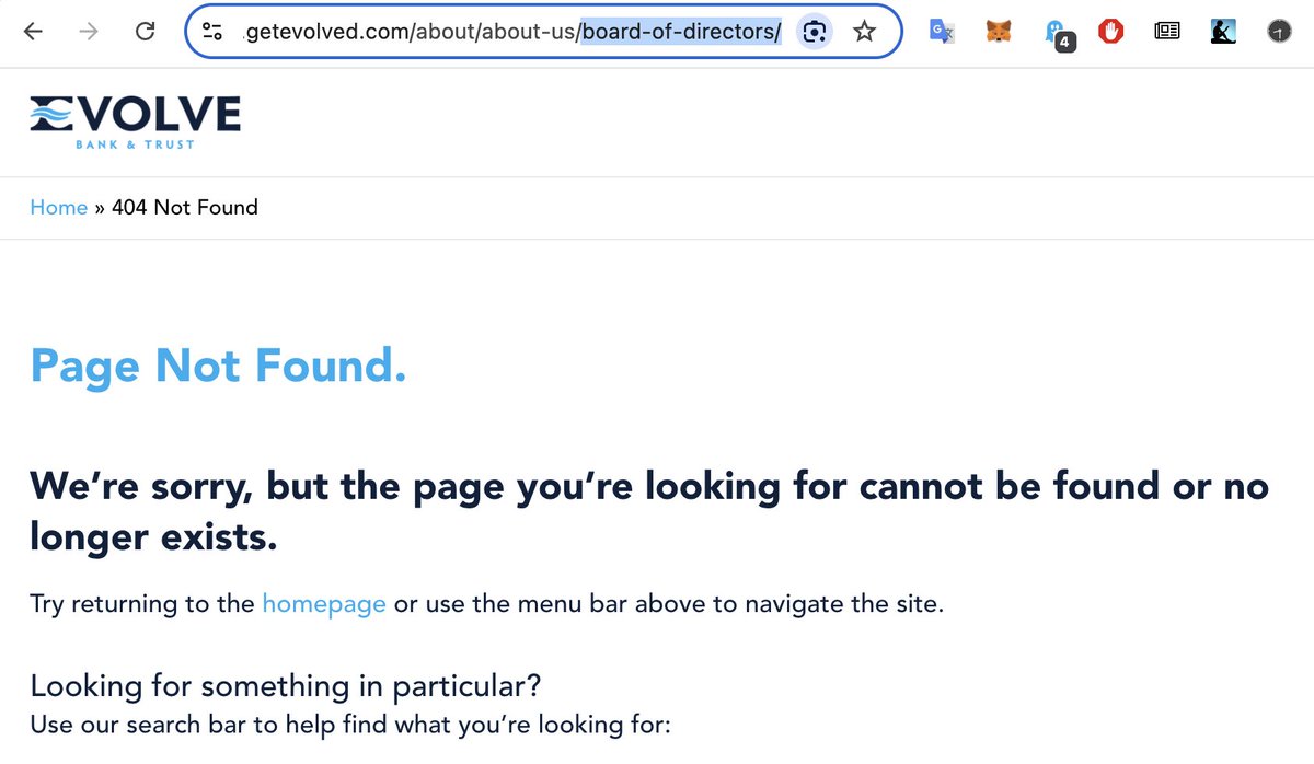 Update: hearing Evolve CEO Stafford was *not* in fact fired, and he's reappeared on Evolve's "Leadership" page. Lenoir's title now just says "founder" (not chairman, as it was previously.)

The Board of Directors page now returning as "page not found" --