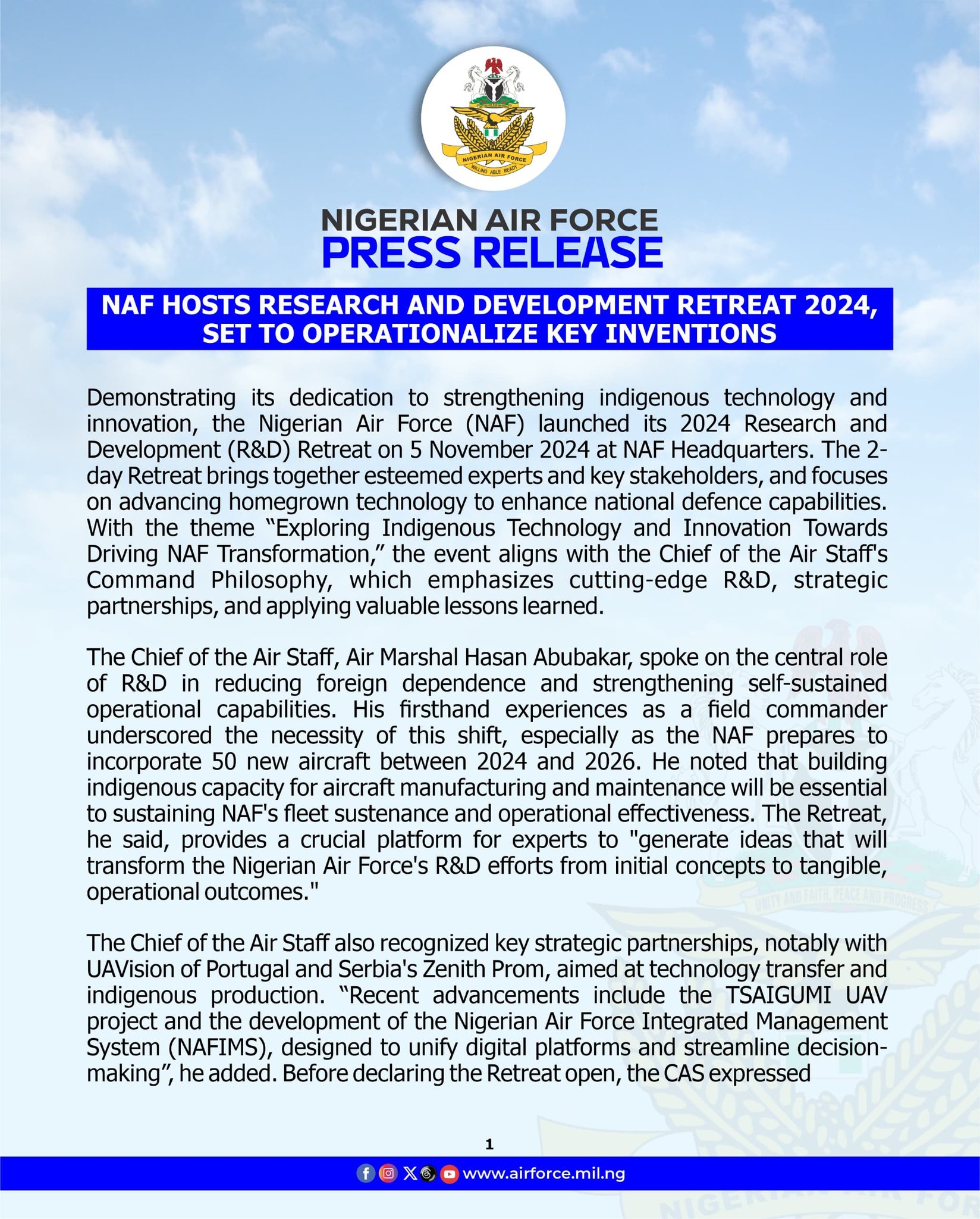 Nigerian Air Force on X: &ldquo;NAF hosts research and development 