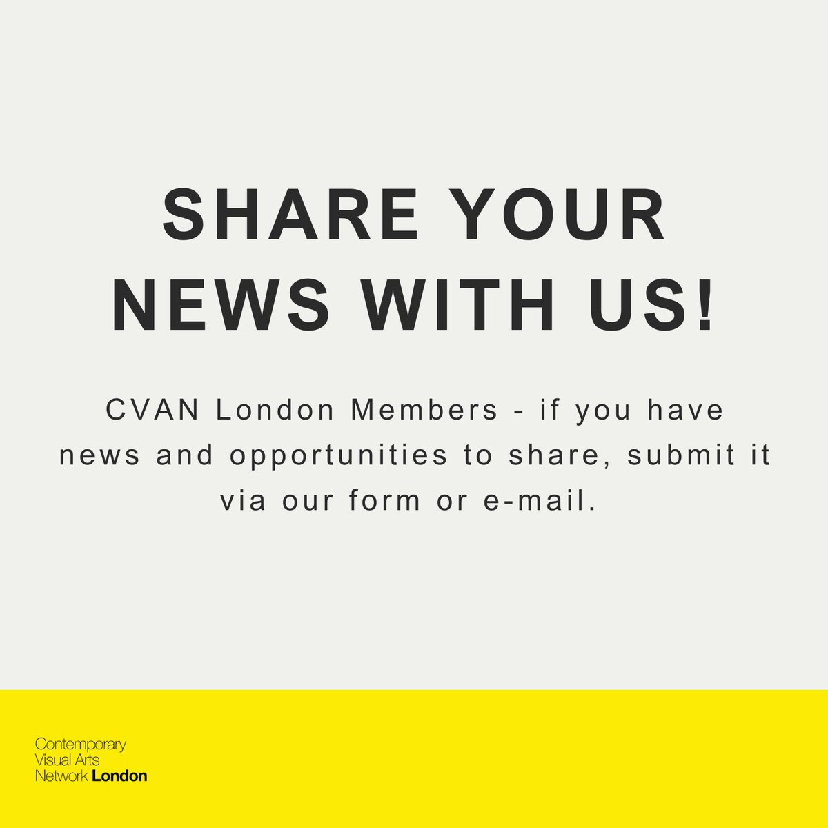 CVAN London (@cvan_london) on Twitter photo What's happening around our London Network?
📣 <a href="/ACAVAarts/">ACAVA</a> is looking for new trustees
acava.org/news/join-our-…
📣 <a href="/THEActionSpace/">ActionSpace</a> is hosting a new exhibition
bit.ly/3BZ1K8r
📣 <a href="/VisualArtsSW/">Visual Arts South West</a> has a guide for funding for early-career artists
vasw.org.uk/resources/a-gu… What's happening around our London Network?
📣 <a href="/ACAVAarts/">ACAVA</a> is looking for new trustees
acava.org/news/join-our-…
📣 <a href="/THEActionSpace/">ActionSpace</a> is hosting a new exhibition
bit.ly/3BZ1K8r
📣 <a href="/VisualArtsSW/">Visual Arts South West</a> has a guide for funding for early-career artists
vasw.org.uk/resources/a-gu…