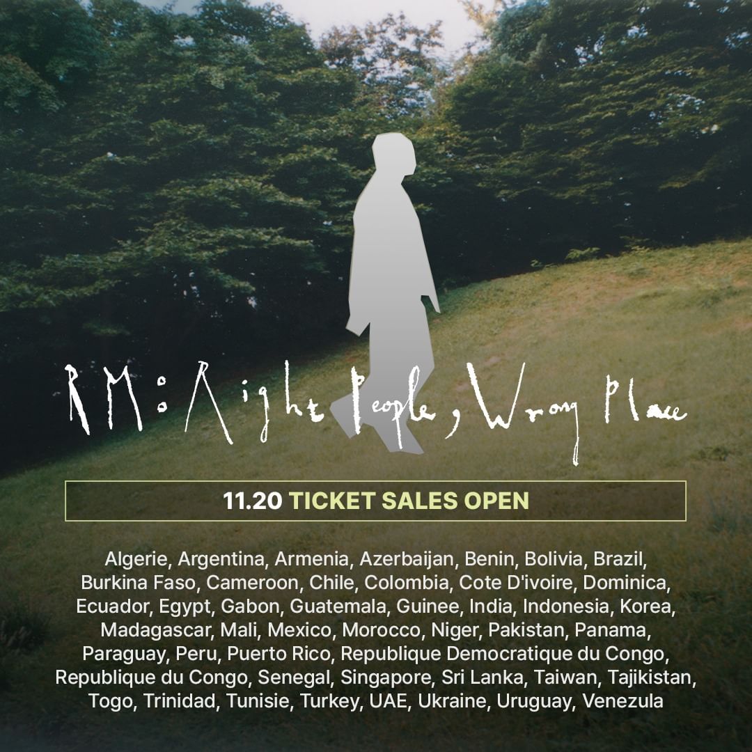 🐨🎬 𝗥𝗠: 𝗥𝗶𝗴𝗵𝘁 𝗣𝗲𝗼𝗽𝗹𝗲, 𝗪𝗿𝗼𝗻𝗴 𝗣𝗹𝗮𝗰𝗲
Visit our website to find out when tickets open in your country!

🎫1st Tickets Open: 11/6
🎫 2nd Tickets Open: 11/20
🔗More Info: rmrpwp.com

#RM #RightPeopleWrongPlace