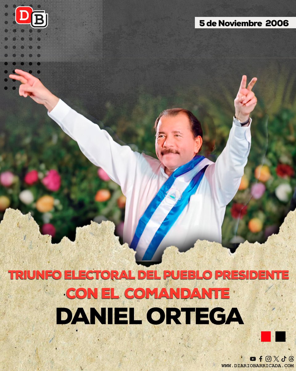 #Efemérides || Un día como hoy, en 2006, el FSLN, guiado por el Comandante Daniel Ortega, triunfó en las elecciones presidenciales de Nicaragua, poniendo fin a 16 años de gobiernos neoliberales.