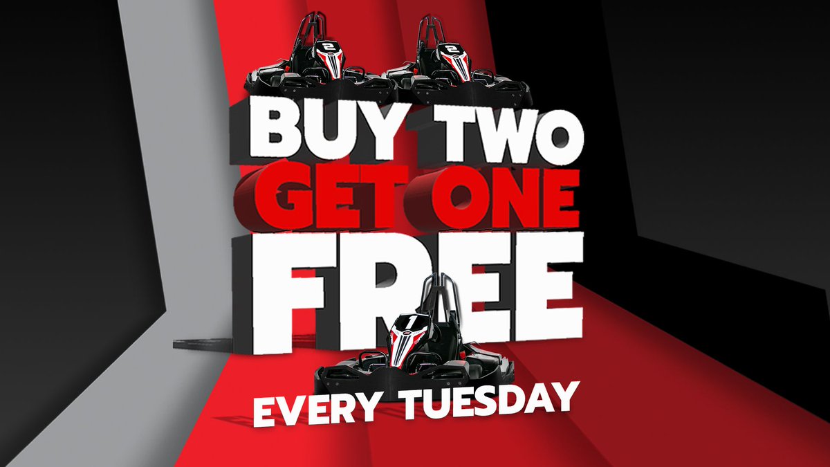k1speedcanada's tweet photo. Tuesdays just got faster! Enjoy our new Buy 2, Get 1 Free race offer every Tuesday at K1 Speed https://t.co/sYBSsGGRAT