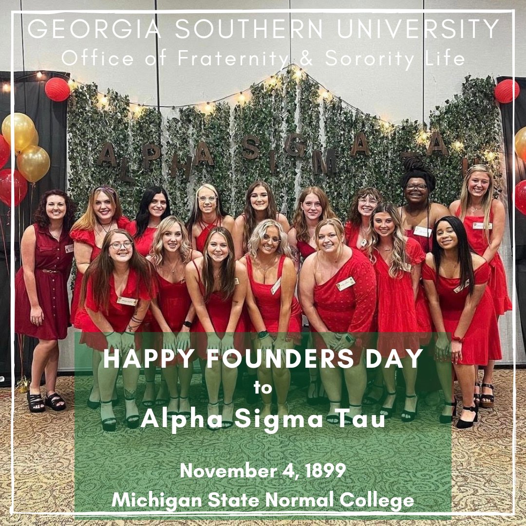 We would like to wish the women of Alpha Sigma Tau a belated happy Founder's Day! We hope you all had a great day!⁠
⁠
#GSFSL #GSU #EagleNation #GS #ArmstrongCampus #AlphaSigmaTau